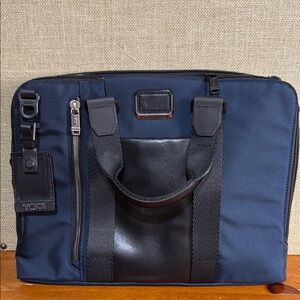 TUMI Men's Blue and Black Briefcase